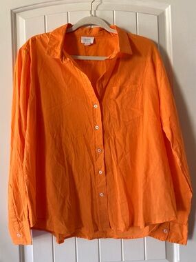 Sigrid Olsen Bright Orange Blouse 100% cotton